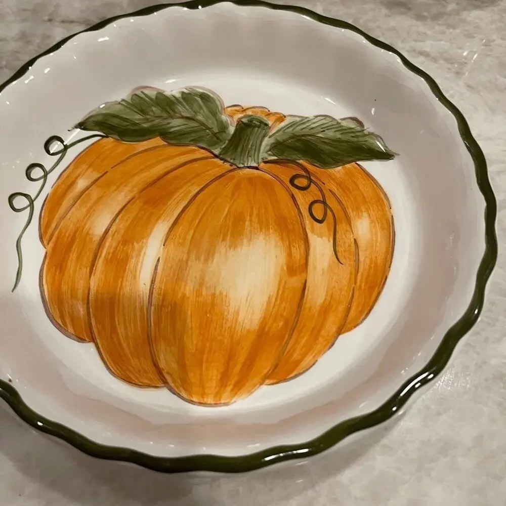 Vintage Williams Sonoma pie dish Pumpkin handpainted
